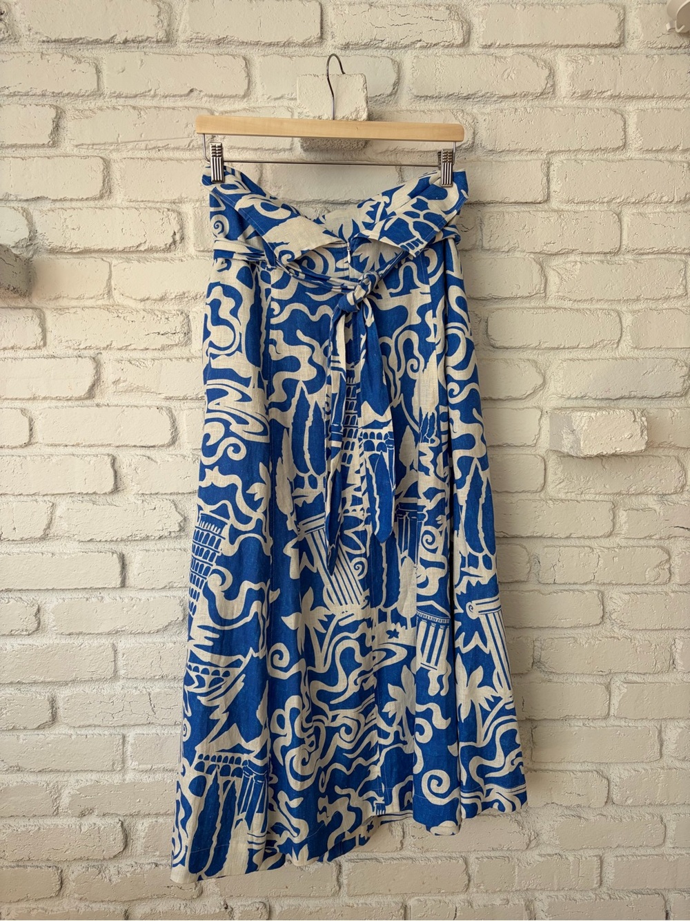 Two piece Blue Abstract Print Tie-Waist Maxi Skirt and top - Picture 2 of 6